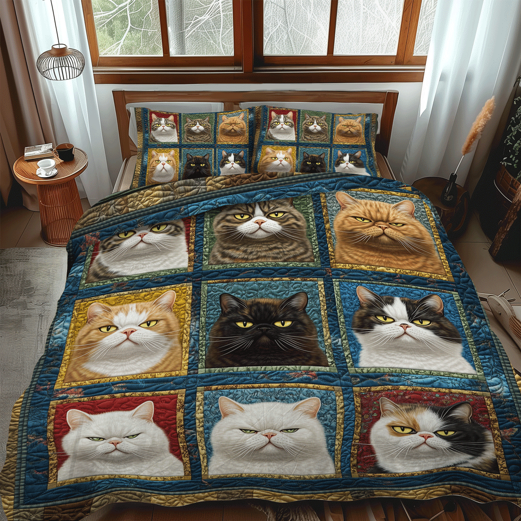 Set di Biancheria da Letto Trapuntata 3 Pezzi Felino e Fiction