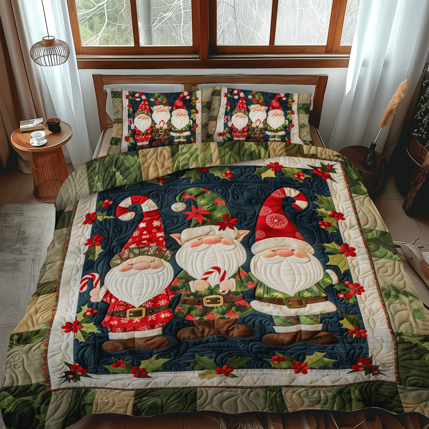 Set di Biancheria da Letto Trapuntata 3 Pezzi Gnomo Festivo