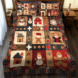 Set di Biancheria da Letto Trapuntata 3 Pezzi Patchwork Festivo