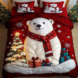 Set di Biancheria da Letto Trapuntata 3 Pezzi Orsi Festivi