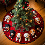 Benedizioni Festive del Bichon Copri Base per Albero di Natale Trapuntato