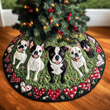 Gioia Festiva del Boston Terrier Copri Base per Albero di Natale Trapuntato