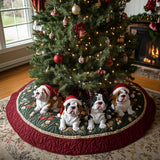 Spirito Festivo del Bulldog Copri Base per Albero di Natale Trapuntato