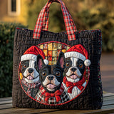 Trio di Bulldog Festivi Borsa Tote Trapuntata