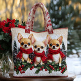Chihuahua Festivo Borsa Tote Trapuntata