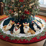 Parata Festiva dei Corgi Copri Base per Albero di Natale Trapuntato