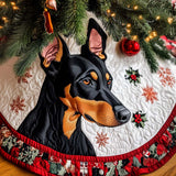 Guardiano Festivo del Dobermann Copri Base per Albero di Natale Trapuntato