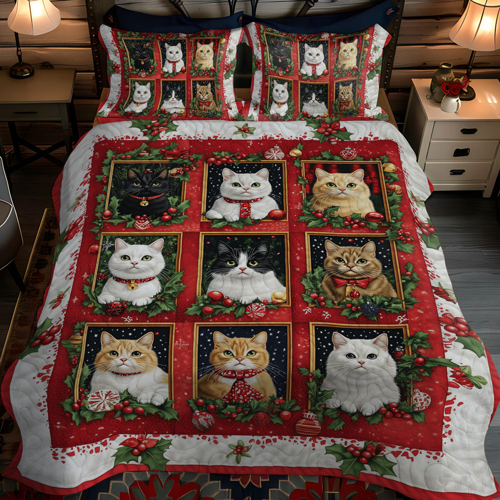 Set di Biancheria da Letto Trapuntata 3 Pezzi Allegria Festiva del Felino