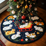 Allegria Festiva Felina Copri Base per Albero di Natale Trapuntato