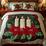 Set di Biancheria da Letto Trapuntata 3 Pezzi Fiamme Festive