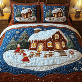 Set di Biancheria da Letto Trapuntata 3 Pezzi Rifugio Festivo del Pan di Zenzero
