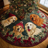Golden Retriever Festivo Copri Base per Albero di Natale Trapuntato