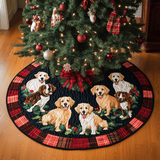 Golden Retriever Festivo Copri Base per Albero di Natale Trapuntato