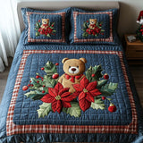 Set di Biancheria da Letto Trapuntata 3 Pezzi Agrifoglio Festivo
