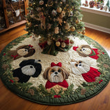 Festive Shih Tzu Christmas Quilted Tree Skirt NCU0DV8243