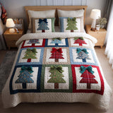 Set di Biancheria da Letto Trapuntata 3 Pezzi Alberi Festivi