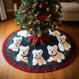 Spirito Festivo del Westie Copri Base per Albero di Natale Trapuntato