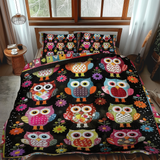 Set di Biancheria da Letto Trapuntata 3 Pezzi Gufi di Fetching