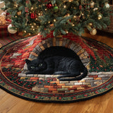 Tana del Gatto al Caminetto Copri Base per Albero di Natale Trapuntato