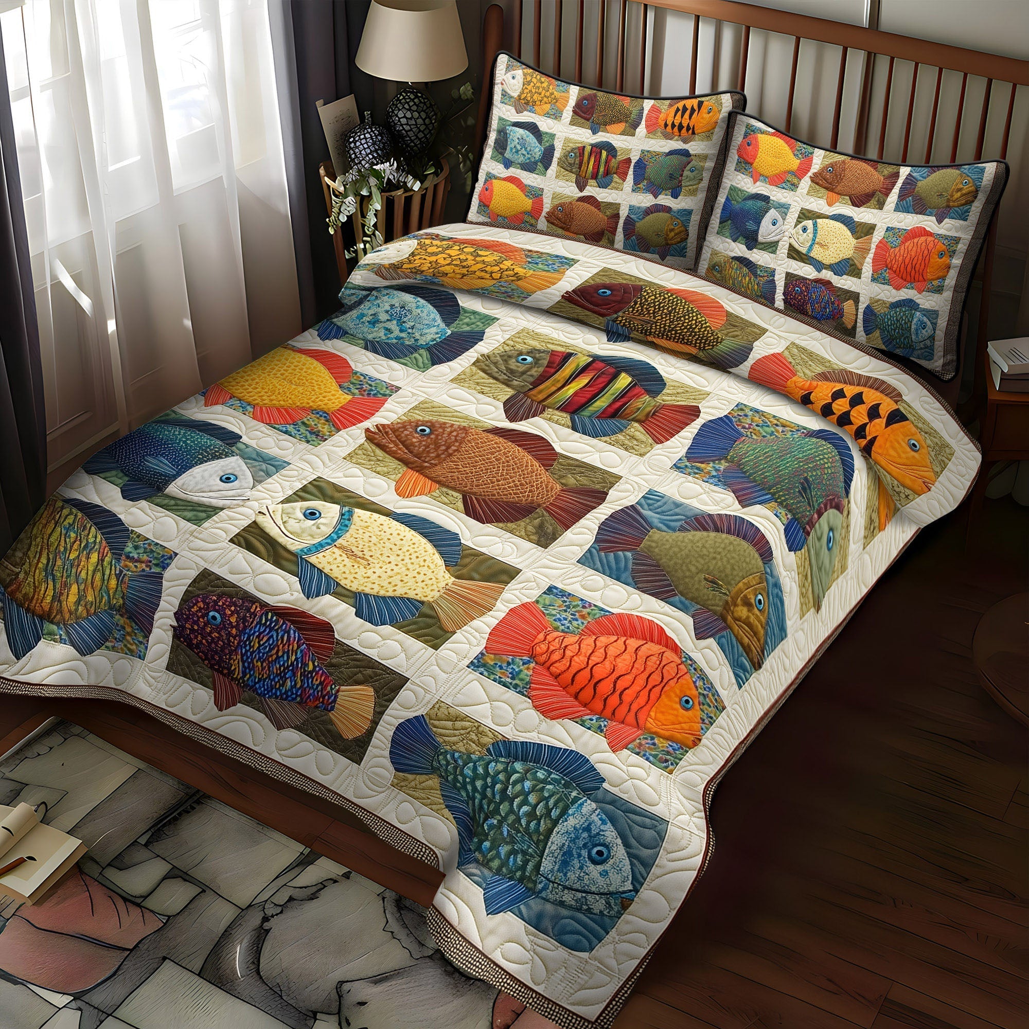 Set di Biancheria da Letto Trapuntata 3 Pezzi Pesca di Daydreams