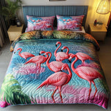 Set di Biancheria da Letto Trapuntata 3 Pezzi Paradiso del Fenicottero