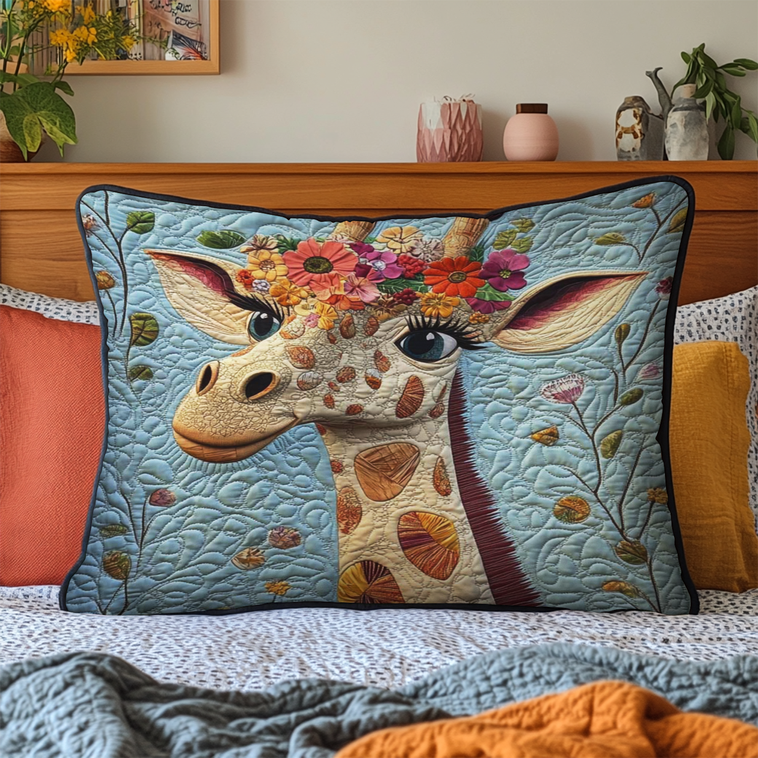 Giraffa Coronata di Fiori Federa Trapuntata