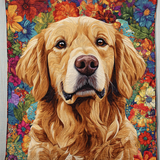 Golden Retriever Floreale Coperta Trapuntata