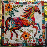 Fascino del Cavallo Floreale Coperta Trapuntata