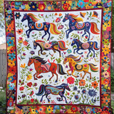 Danza del Cavallo Floreale Coperta Trapuntata
