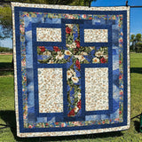 Croce a Patchwork Floreale Coperta Trapuntata