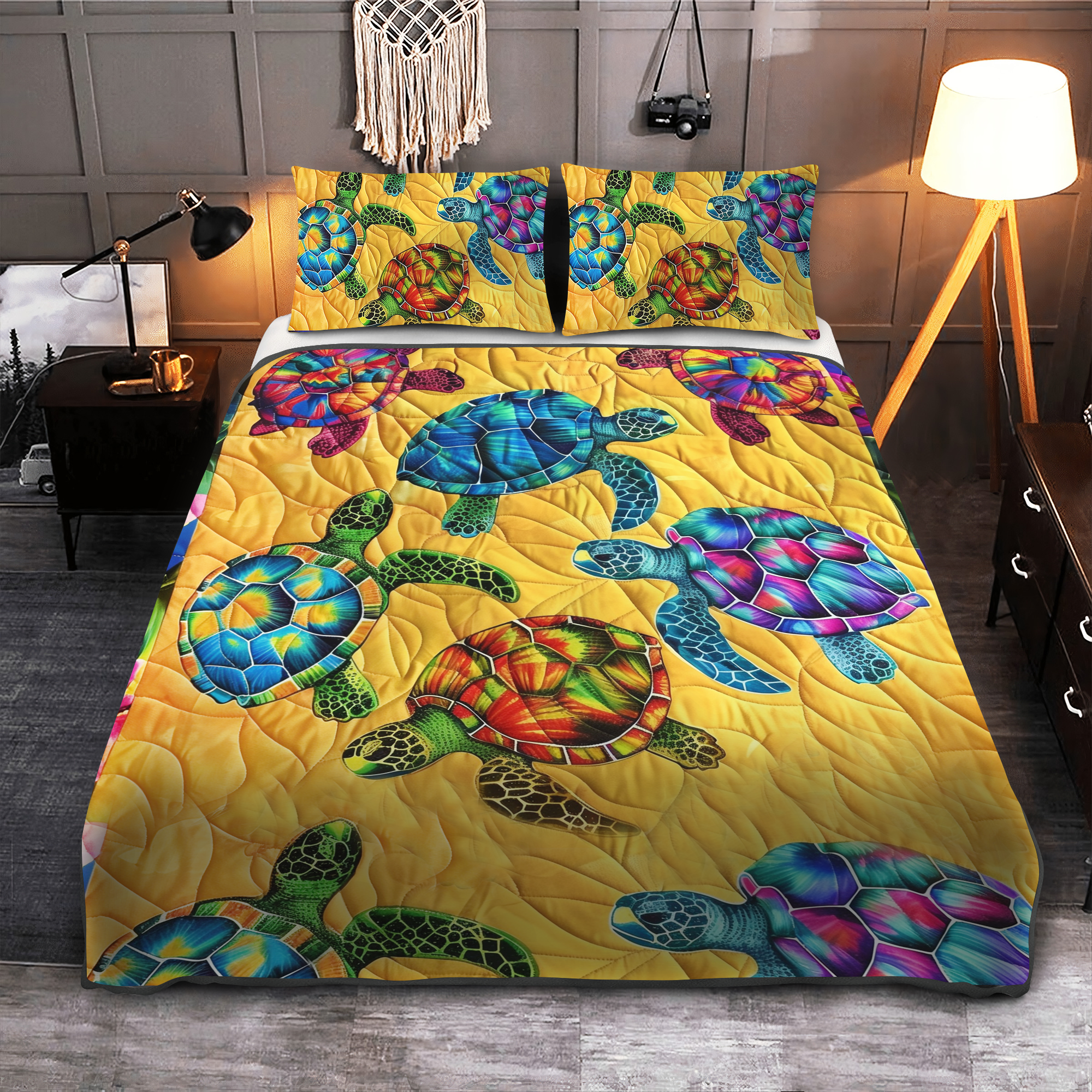 Set di Biancheria da Letto Trapuntata 3 Pezzi Paradiso Floreale della Tartaruga