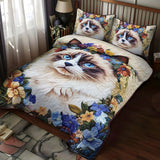 Set di Biancheria da Letto Trapuntata 3 Pezzi Gatto Floreale della Corona