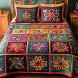 Set di Biancheria da Letto Trapuntata 3 Pezzi Sogno Floreale