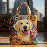 Golden Retriever Floreale Borsa Tote Trapuntata