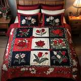 Set di Biancheria da Letto Trapuntata 3 Pezzi Toppa Floreale