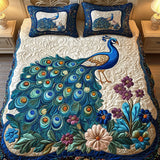 Set di Biancheria da Letto Trapuntata 3 Pezzi Maestà Floreale del Pavone