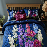 Set di Biancheria da Letto Trapuntata 3 Pezzi Riflesso Floreale