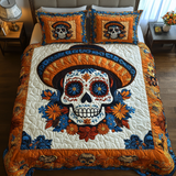 Set di Biancheria da Letto Trapuntata 3 Pezzi Teschio Floreale