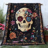Fascino del Teschio Floreale Coperta Trapuntata