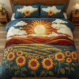 Set di Biancheria da Letto Trapuntata 3 Pezzi Raggiera di Sole Floreale
