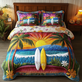 Set di Biancheria da Letto Trapuntata 3 Pezzi Surf Floreale