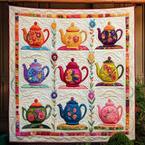 Festa del Tè Floreale Quilt Artistico da Parete