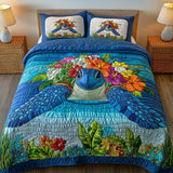 Set di Biancheria da Letto Trapuntata 3 Pezzi Tartaruga Floreale