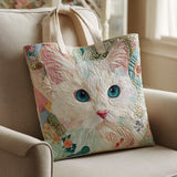 Sguardo del Gatto tra i Fiori Borsa Tote Trapuntata