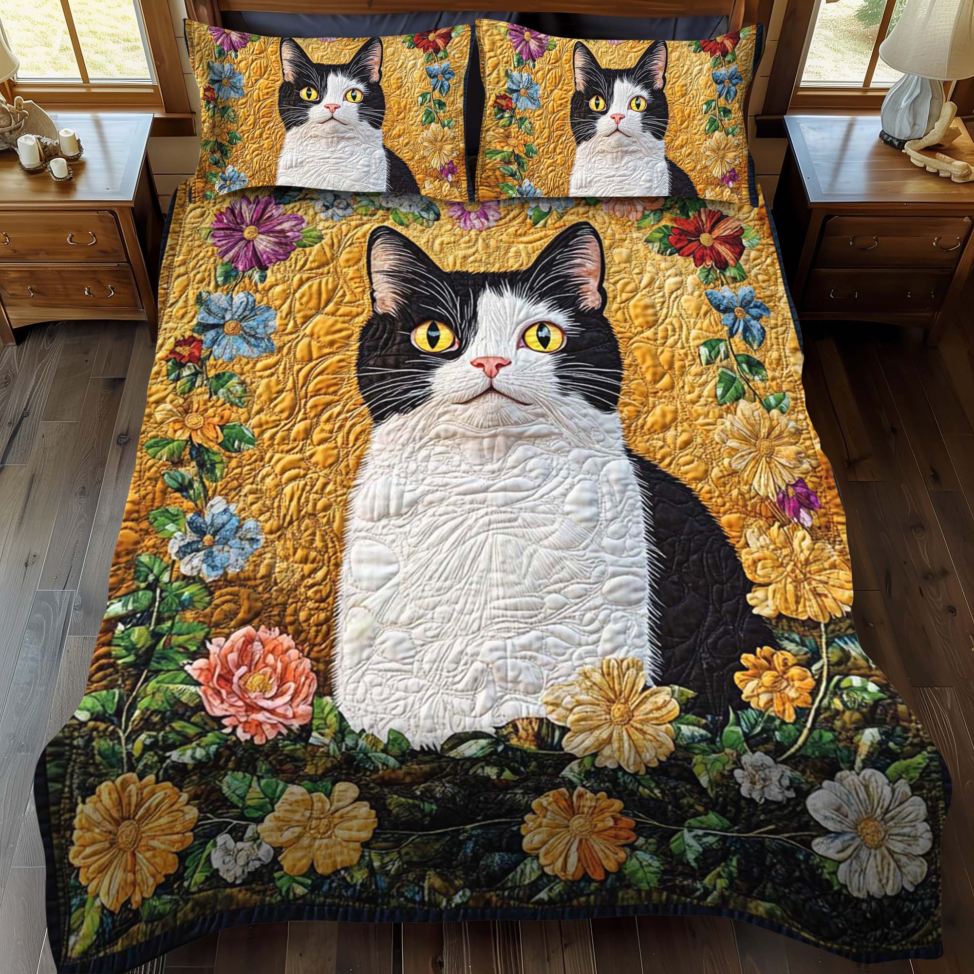 Set di Biancheria da Letto Trapuntata 3 Pezzi Felino di Flowered