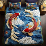 Set di Biancheria da Letto Trapuntata 3 Pezzi Carpa Koi Fluente