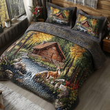 Forest Deer Lodge 3-Piece Quilted Bedding Set NCU0VL2606