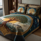 Set di Biancheria da Letto Trapuntata 3 Pezzi Mandala della Foresta