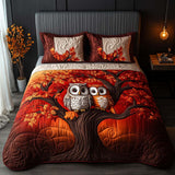 Set di Biancheria da Letto Trapuntata 3 Pezzi Gufi della Foresta