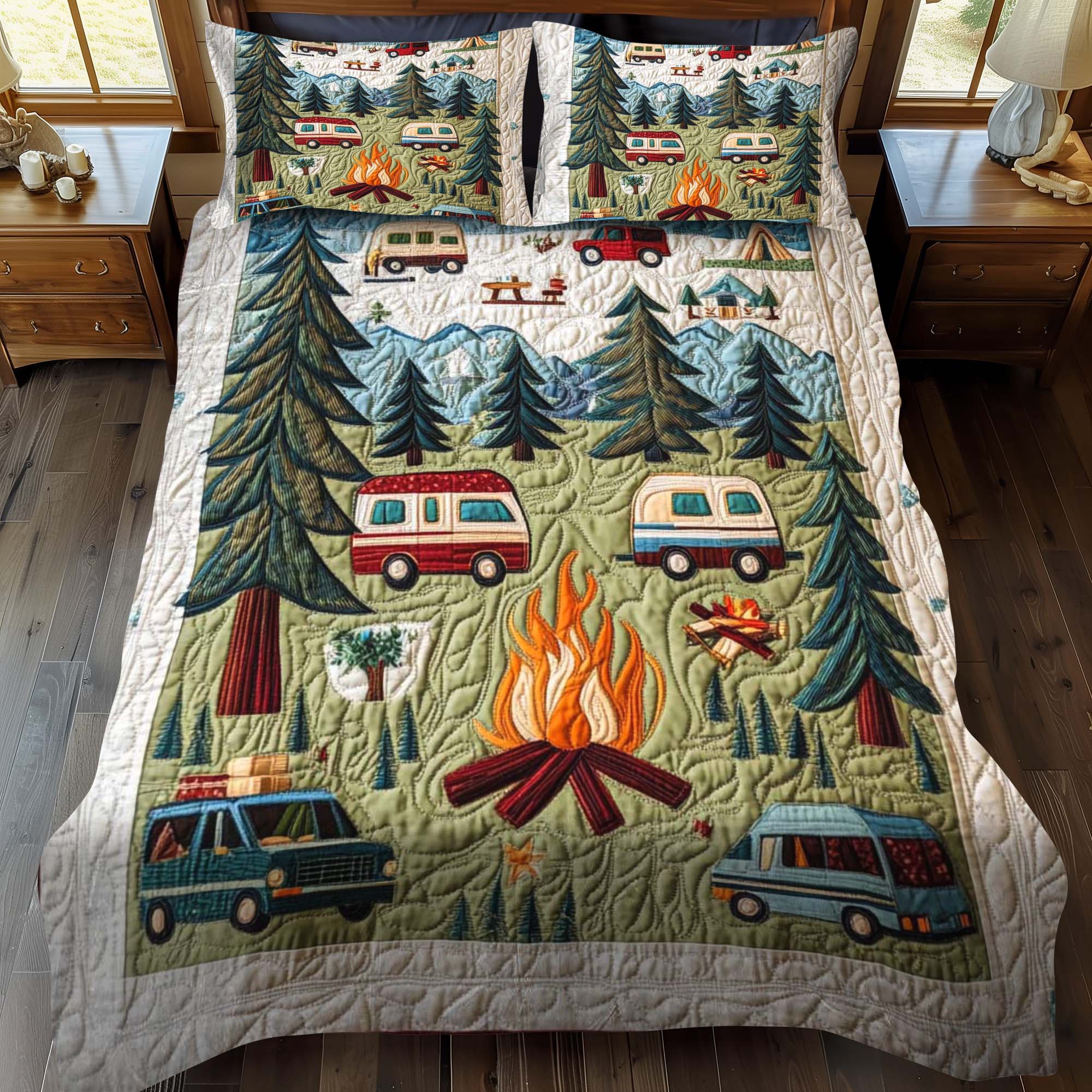 Set di Biancheria da Letto Trapuntata 3 Pezzi Rifugio della Foresta